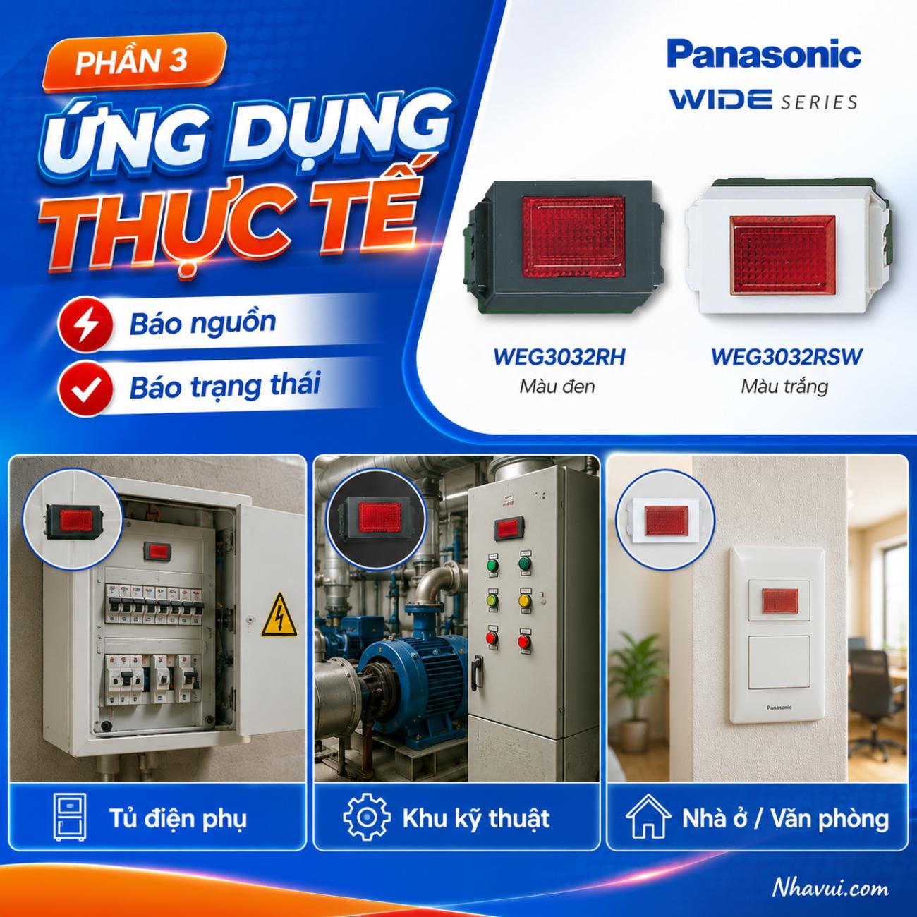 Đèn báo màu đỏ Panasonic WIDE Series 220VAC